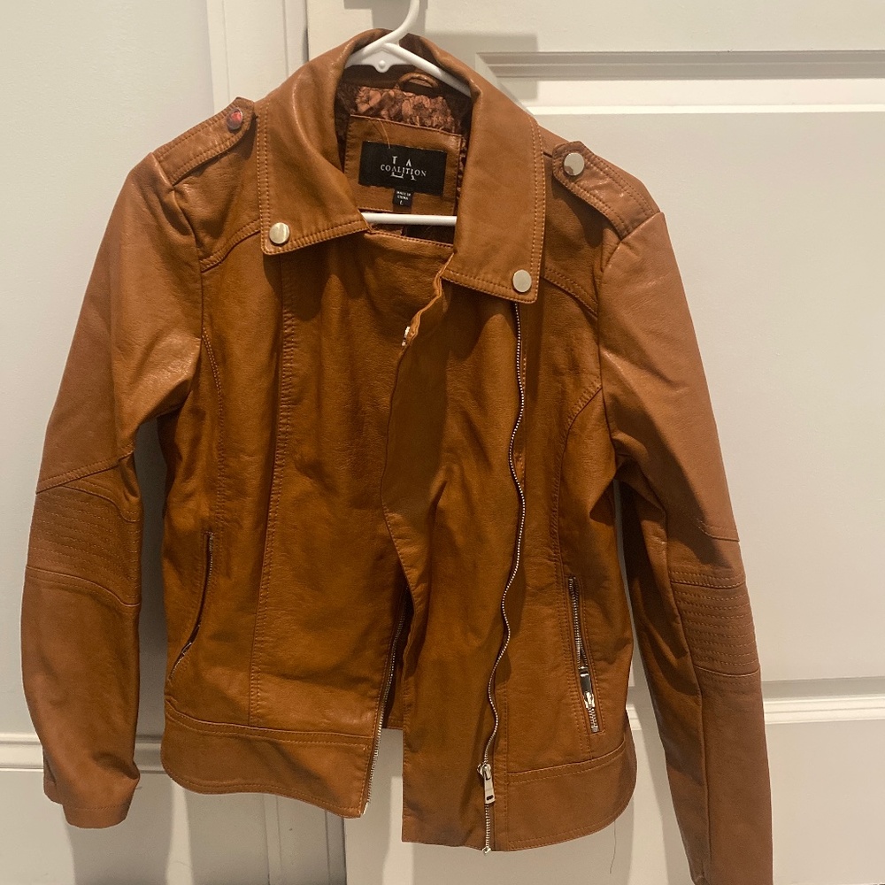 Coalition brown faux leather jacket